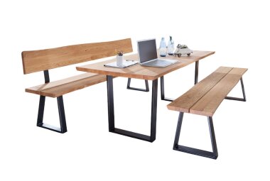 Essgruppe Massivholz Daffie Esstisch mit 2...