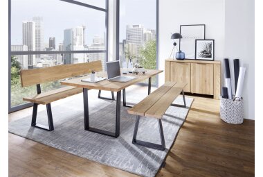 Essgruppe Massivholz Daffie Esstisch mit 2...