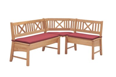 Eckbankgruppe im modernen Landhausstil Deborah Essgruppe massiv Holz Buche lackiert/Weinrot 12036