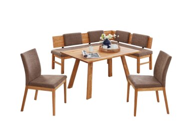 Eckbankgruppe Danika Massivholz Wildeiche Polster Braun