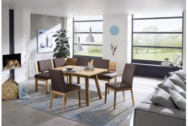 Eckbankgruppe Danika Massivholz Wildeiche Polster Braun