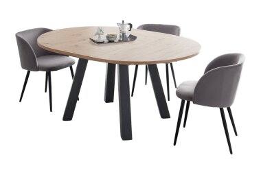 Esstisch Rund ausziehbar Edda 2 110 x 110 x 78 Küchentisch Graphit/Asteiche 13531