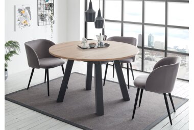 Esstisch Rund ausziehbar Edda 2 110 x 110 x 78 Küchentisch Graphit/Asteiche 13531