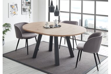 Esstisch Rund ausziehbar Edda 2 110 x 110 x 78 Küchentisch Graphit/Asteiche 13531