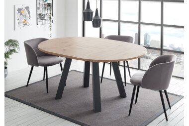 Esstisch Rund ausziehbar Edda 2 110 x 110 x 78 Küchentisch Graphit/Asteiche 13531