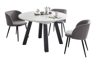 Esstisch Rund ausziehbar Edda 2 110 x 110 x 78 Küchentisch Graphit/Weiß Matt Lack 13534