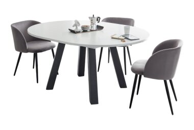 Esstisch Rund ausziehbar Edda 2 110 x 110 x 78 Küchentisch Graphit/Weiß Matt Lack 13534