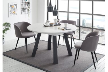 Esstisch Rund ausziehbar Edda 2 110 x 110 x 78 Küchentisch Graphit/Weiß Matt Lack 13534