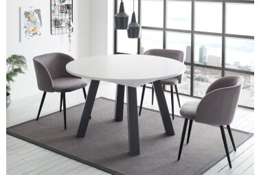 Esstisch Rund ausziehbar Edda 2 110 x 110 x 78 Küchentisch Graphit/Weiß Matt Lack 13534