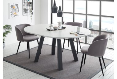 Esstisch Rund ausziehbar Edda 2 110 x 110 x 78 Küchentisch Graphit/Weiß Matt Lack 13534