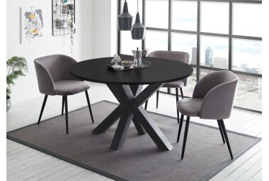 Esstisch Rund ausziehbar Edda 8 110 x 110 x 78 Küchentisch Graphit/Schwarzstahl 13552