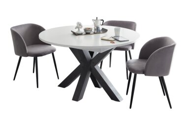 Esstisch Rund ausziehbar Edda 8 110 x 110 x 78 Küchentisch Graphit/Weiß Matt Lack 13553