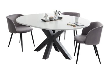 Esstisch Rund ausziehbar Edda 8 110 x 110 x 78 Küchentisch Graphit/Weiß Matt Lack 13553