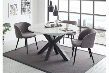 Esstisch Rund ausziehbar Edda 8 110 x 110 x 78 Küchentisch Graphit/Weiß Matt Lack 13553