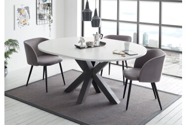 Esstisch Rund ausziehbar Edda 8 110 x 110 x 78 Küchentisch Graphit/Weiß Matt Lack 13553