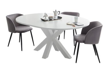 Esstisch Rund ausziehbar Edda 10 110 x 110 x 78 Küchentisch Weiß Matt Lack 13561