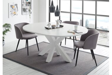 Esstisch Rund ausziehbar Edda 10 110 x 110 x 78 Küchentisch Weiß Matt Lack 13561