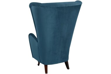 Hochlehnsessel Kailey Bezug Samtvelours Buche nussbaum dunkel / petrol 21191