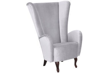 Hochlehnsessel Kailey Bezug Velourstoff Buche nussbaum dunkel / silber 21200