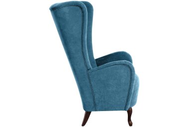 Hochlehnsessel Kailey Bezug Velourstoff Buche nussbaum dunkel / petrol 21202