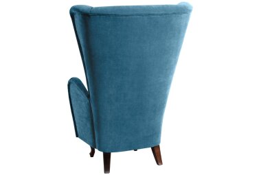 Hochlehnsessel Kailey Bezug Velourstoff Buche nussbaum dunkel / petrol 21202