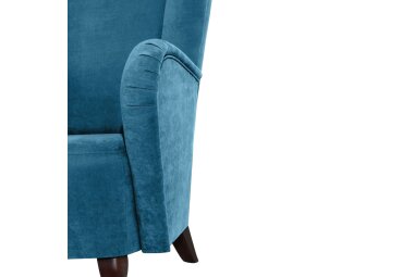 Hochlehnsessel Kailey Bezug Velourstoff Buche nussbaum dunkel / petrol 21202