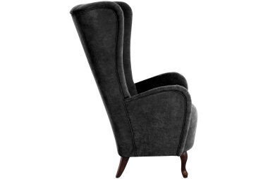 Hochlehnsessel Kailey Bezug Velourstoff Buche nussbaum dunkel / schwarz 21203