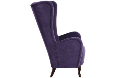Hochlehnsessel Kailey Bezug Velourstoff Buche nussbaum dunkel / violett 21208
