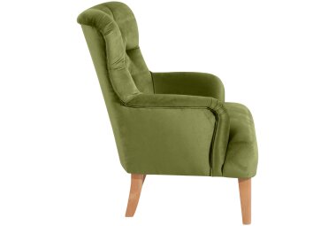 Sessel Kaiya Bezug Samtvelours Buche natur / oliv 21219