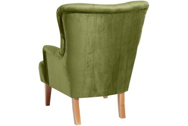 Sessel Kaiya Bezug Samtvelours Buche natur / oliv 21219