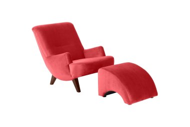 Sessel Kajsa 71x80x101 Bezug Samtvelours Buche nussbaum/rot