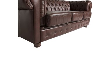 Sofa 3-Sitzer Kalea Bezug Wischleder Buche nussbaum dunkel / braun 21369