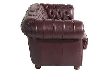 Sofa 3-Sitzer Kalea Bezug Wischleder Buche nussbaum dunkel / rot 21373