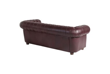 Sofa 3-Sitzer Kalea Bezug Wischleder Buche nussbaum dunkel / rot 21373