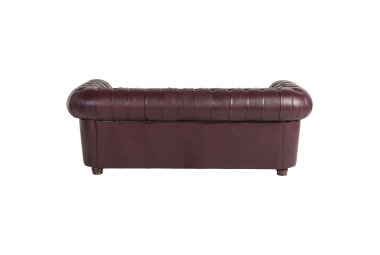 Sofa 3-Sitzer Kalea Bezug Wischleder Buche nussbaum dunkel / rot 21373