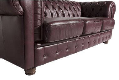 Sofa 3-Sitzer Kalea Bezug Wischleder Buche nussbaum dunkel / rot 21373