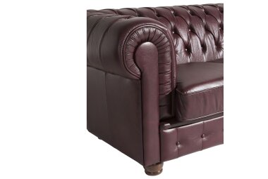 Sofa 3-Sitzer Kalea Bezug Wischleder Buche nussbaum dunkel / rot 21373