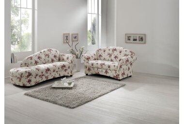 Sofa 2-Sitzer Kama Bezug Flachgewebe Buche nussbaum dunkel / beige 21531