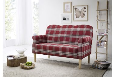K&uuml;chensofa Karin Bezug Flachgewebe Buche natur / rot...