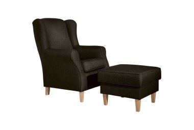 Ohrensessel Karlen Bezug Flachgewebe Buche natur / braun 22007