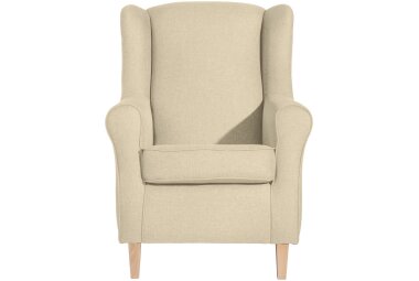 Ohrensessel Karlen Bezug Flachgewebe Buche natur / beige...