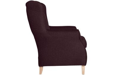 Ohrensessel Karlen Bezug Flachgewebe Buche natur / burgund 22015