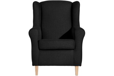 Ohrensessel Karlen Bezug Flachgewebe Buche natur / schwarz 22016