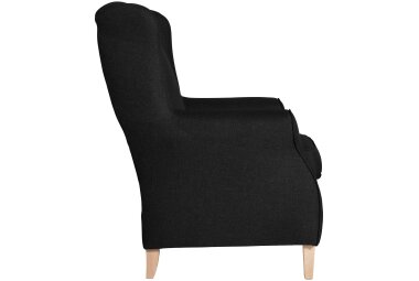 Ohrensessel Karlen Bezug Flachgewebe Buche natur / schwarz 22016