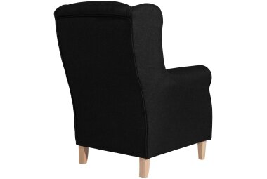 Ohrensessel Karlen Bezug Flachgewebe Buche natur / schwarz 22016