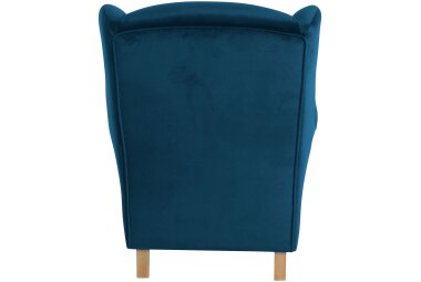 Ohrensessel Karlen Bezug Samtvelours Buche natur / petrol 22042