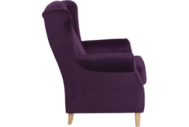 Ohrensessel Karlen Bezug Samtvelours Buche natur / purple 22043