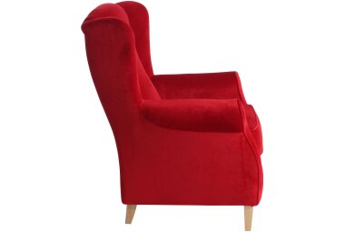 Ohrensessel Karlen Bezug Samtvelours Buche natur / rot 22045