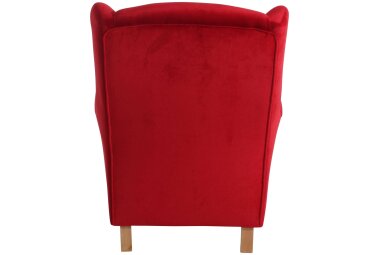 Ohrensessel Karlen Bezug Samtvelours Buche natur / rot 22045