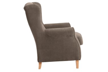 Ohrensessel Karlen Bezug Veloursstoff Buche natur / sahara 22048